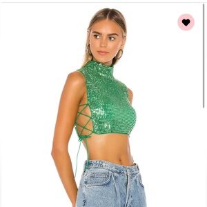 h:ours 21 Crop Top in Green M